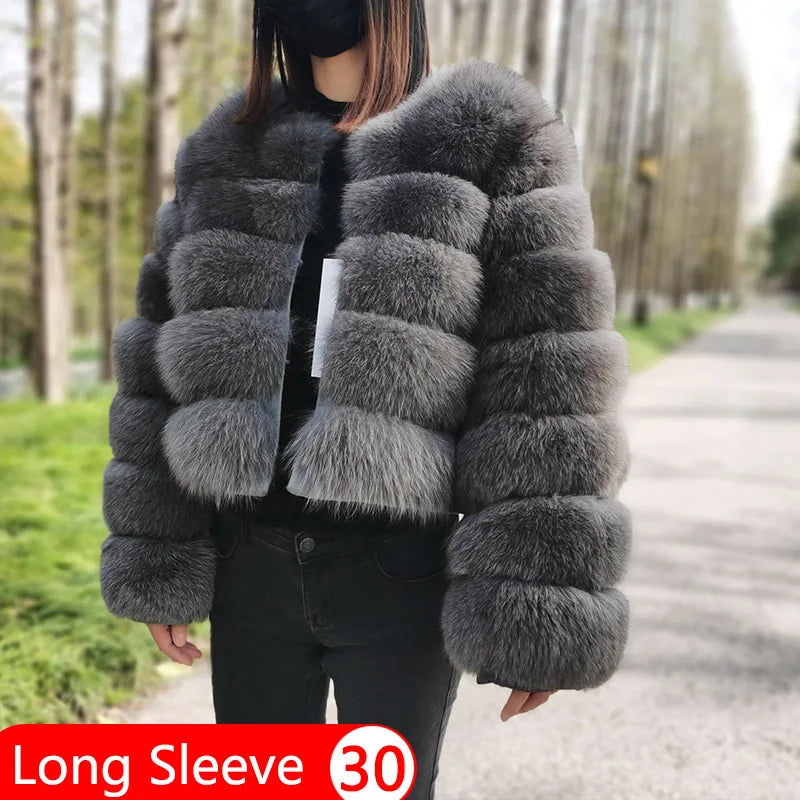 2024 Natural Real Fox Fur Coat Women
